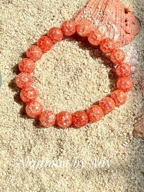 Orange Crackle quartz Bead Stretch Bracelet